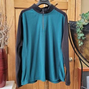 Exertek 1/4 Zip Fleece Sweatshirt Pullover Jacket Teal Green Black Trim XL